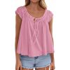 Lace-up Ruffle-Trimmed Shirt Summer New Style Fashionable Pleated Top