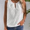Casual Sleeveless Top With Keyhole Neckline Hollow-Out T-Shirt