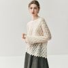 Cashmere Knit Sweater Womens Top With Hollow-out Feather Design