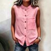 Fashionable Casual Solid-color Top With Buttoned Pockets