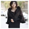 Womens Short Coat With A Fox-fur Collar