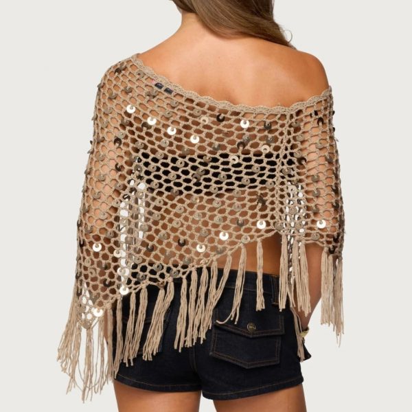 European And American Handmade Sequin-Embroidered Triangle Scarf Shawl Cloak