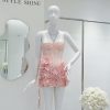 Womens Strapless Sequin Flower Dress
