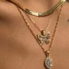 Olive Shaped Horse Eye Zircon Full Drill Titanium Steel Necklace
