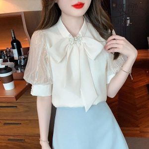 Fashionable Chiffon Short-sleeve Shirt For Women