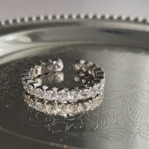 Women Summer Zircon Open Ring, Natural Color Gem Couple Rings, Ins Cold Style Elegant Luxury Finger Jewelry