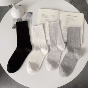 Socks-Curled and hollowed out-White-1 pair