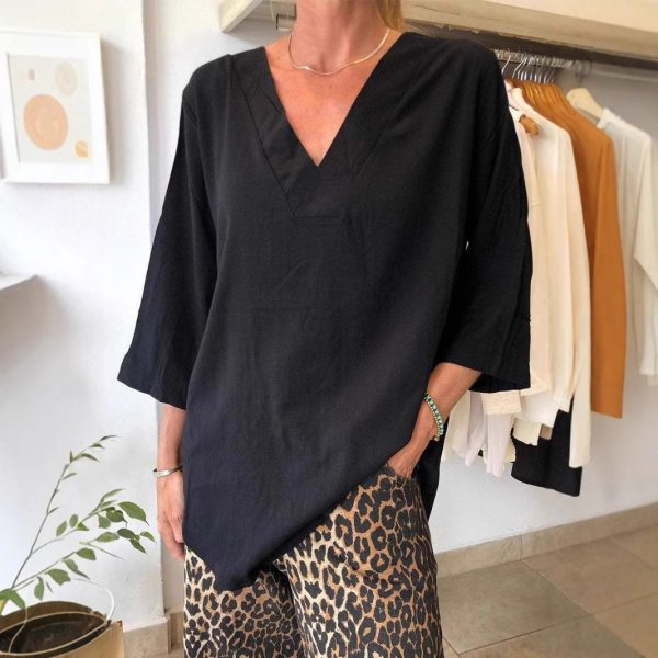Women's Casual V-Neck Solid Color T-Shirt