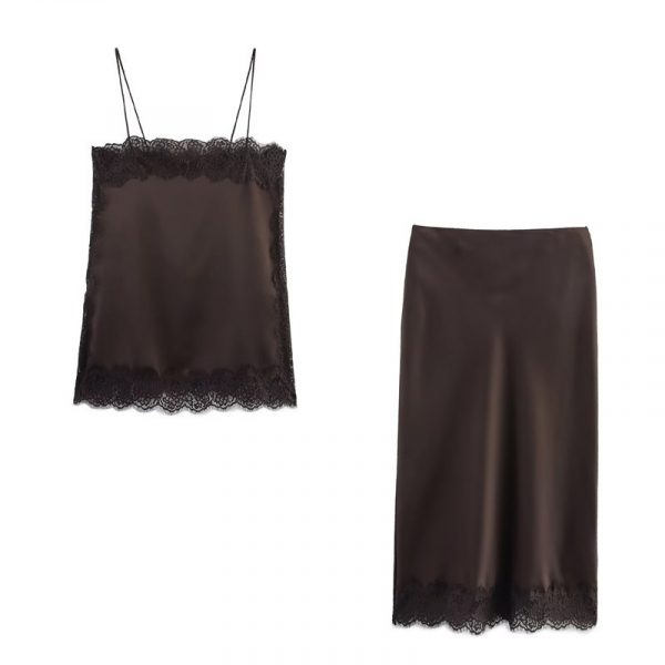 Lace-trimmed Silk-satin Slip Dress Set