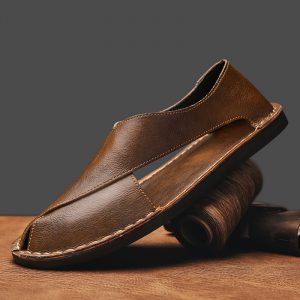 Genuine Leather Breathable One Pedal Beach Sandals