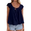 Lace-up Ruffle-Trimmed Shirt Summer New Style Fashionable Pleated Top