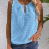 Casual Sleeveless Top With Keyhole Neckline Hollow-Out T-Shirt