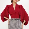 V-neck Top French-style Long-sleeve Work Shirt
