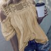 Off-shoulder Hollow-out Three-quarter Sleeve Shirt