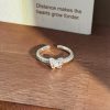 Light Luxury Fairy Sweet Girl Open Ring, Inlaid Diamond Butterfly Star Bow Flower & Shell Pearl, Exquisite Stackable Finger Ring