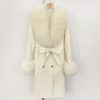 Long Double-faced Wool Coat With A Shearling Collar