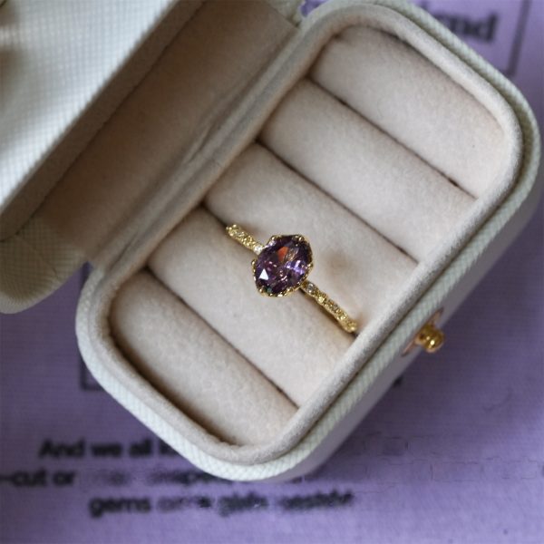 Light Luxury Cold Tone Index Ring, Natural Colorful Gem & Zircon Design, Fashion Adjustable Couple Rings