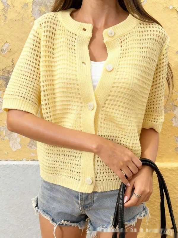 New Hollow-out Knitted Short-sleeve Cardigan Jacket