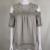 Off-shoulder Hollow-out Three-quarter Sleeve Shirt