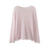 Cashmere Knit Sweater Womens Top With Hollow-out Feather Design