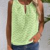 Casual Sleeveless Top With Keyhole Neckline Hollow-Out T-Shirt