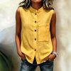Fashionable Casual Solid-color Top With Buttoned Pockets
