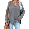 Solid Color Pullover V-Neck Knitted Sweater Womens
