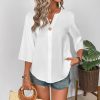 Loose-fitting Solid-color Casual Shirt With A Small V-neck And Buttons