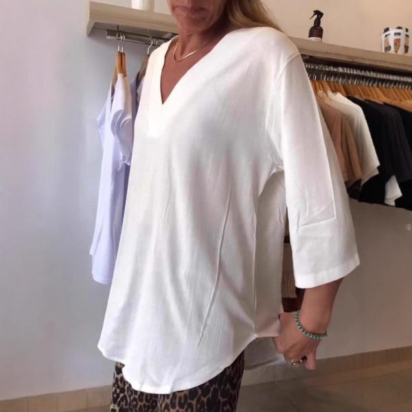 Women's Casual V-Neck Solid Color T-Shirt