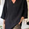 Women's Casual V-Neck Solid Color T-Shirt