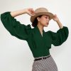 V-neck Top French-style Long-sleeve Work Shirt