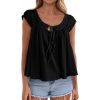Lace-up Ruffle-Trimmed Shirt Summer New Style Fashionable Pleated Top