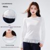 Women's Pure Cotton Ruffle-Trimmed Long-Sleeve Base Shirt