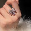 Women Summer Zircon Open Ring, Natural Color Gem Couple Rings, Ins Cold Style Elegant Luxury Finger Jewelry