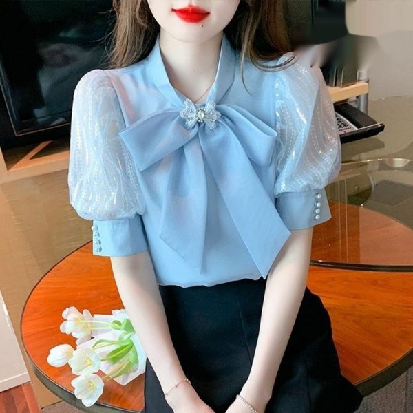 Fashionable Chiffon Short-sleeve Shirt For Women