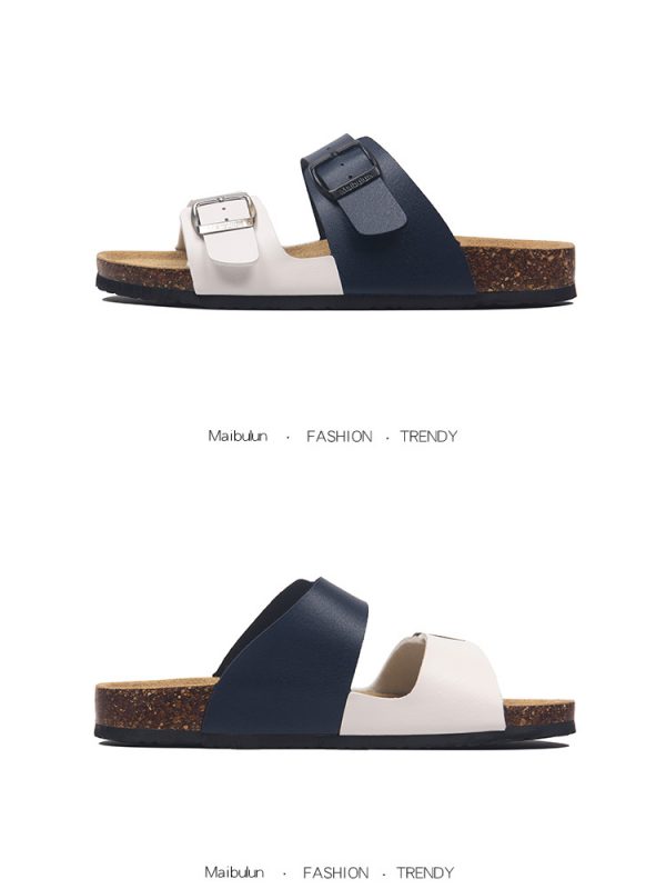 c693bf87-0103-4207-a6e2-5a79fb4da854.jpg Maibulun Flat Cork Slippers Color Matching Ins Style Summer Beach Outdoor Home Sandals Couple Plus Size