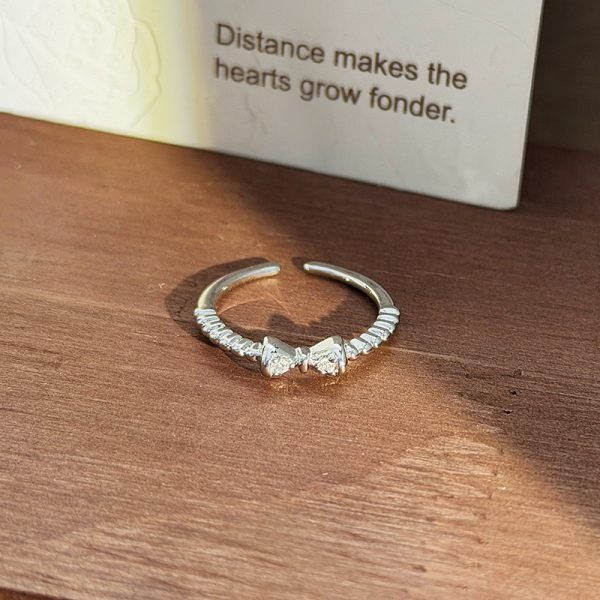 Light Luxury Fairy Sweet Girl Open Ring, Inlaid Diamond Butterfly Star Bow Flower & Shell Pearl, Exquisite Stackable Finger Ring