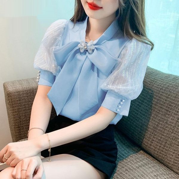 Fashionable Chiffon Short-sleeve Shirt For Women