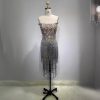 Solid-color Pearl- And Diamond-encrusted Tube Mini Dress With A Bandage-style Design