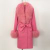 Long Double-faced Wool Coat With A Shearling Collar