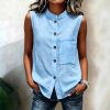 Fashionable Casual Solid-color Top With Buttoned Pockets