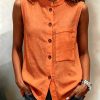 Fashionable Casual Solid-color Top With Buttoned Pockets