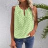 Casual Sleeveless Top With Keyhole Neckline Hollow-Out T-Shirt