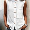 Fashionable Casual Solid-color Top With Buttoned Pockets