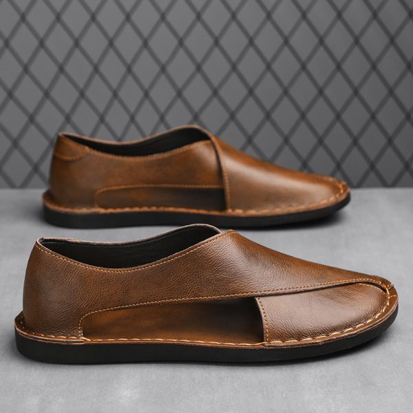 Genuine Leather Breathable One Pedal Beach Sandals