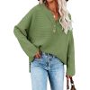 Solid Color Pullover V-Neck Knitted Sweater Womens
