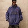 Embroidered Tie-Dye Textured Stand-Up Collar Sweatshirt