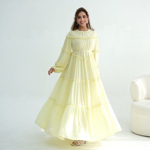 Middle Eastern Lace-trimmed Tiered Cake Skirt Dress
