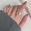Women Summer Zircon Open Ring, Natural Color Gem Couple Rings, Ins Cold Style Elegant Luxury Finger Jewelry