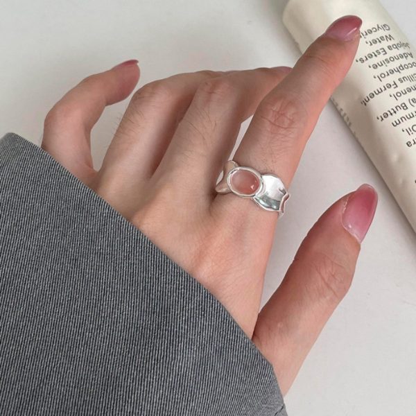 Women Summer Zircon Open Ring, Natural Color Gem Couple Rings, Ins Cold Style Elegant Luxury Finger Jewelry